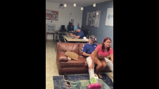 my girlfriend rides my penis in my stepbrother's office
