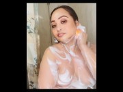 Preview 2 of Busty Asian enjoying soaping her big tits🍈🍈