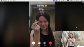 Beauty makes bf Cums Twice via Video Call during Work in the Restroom!