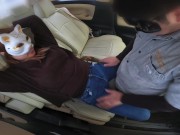 Preview 1 of Continuous climax creampie cowgirl while being shown my husband in the car