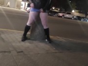 Preview 2 of MILF can't hold her pee and pisses on downtown public sidewalk