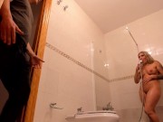 Preview 2 of SEXY BUSTY BLONDE MOM FUCKED IN THE BATHROOM BY STEPSON