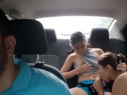 Preview 4 of gorgeous blonde sucks my strap-on in the back seat of the uber