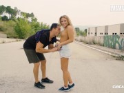 Preview 3 of Crazy Blonde Sofi Goldfinger Fucked Outdoors By Big Dick Stranger - MAMACITAZ