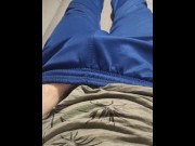 Preview 4 of A guy in blue sweatpants rubs his bulge