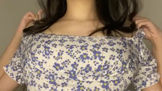 Trying on my new sundress my huge boobs didn't want to fit