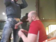 Preview 3 of A hard male skinhead fucks in the throat and ass BAREBACK with his big fat dick