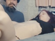 Preview 4 of MOMMY LEttING DADDY BLoW CIGaRETTE SMoKE CLOuDS ON HeR PERFECT NiPPLES