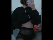 Preview 6 of Fit sexy student stroking herself in front of the mirror💕