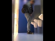 Preview 1 of Caught me in public toilet. When I was shooting sperm into the urinal, a guy came into the toilet
