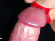 Preview 2 of Sensual Sloppy BLOWJOB with red lips - Wet Sucking Dick.