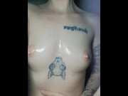 Preview 1 of Massaging my tits with cum