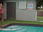 Preview 1 of REALITY KINGS - JMac Bangs His Neighbor Sisi Rose's Pussy In The Pool Right Behind His Gf's Back