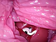 Preview 3 of Camera in Vagina, Cervix POV, Tiny Cucked by Giant ‘Couple’, Cum in Condom and Creampie - Full Clip