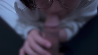 M glasses girl who is made to suck deep into her mouth and gokkun "I love dick"