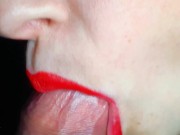 Preview 5 of Sensual Blowjob With Red Lips. POV.