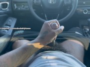 Preview 6 of Hairy Uncut BBC Busting A Huge Load in Car Almost Caught In Public