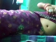 Preview 2 of Indian Gay Crossdresser in pink saree pressing and milking his boobs so hard and enjoying the hardco