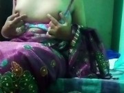Preview 5 of Indian Gay Crossdresser in pink saree pressing and milking his boobs so hard and enjoying the hardco