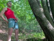 Preview 1 of Goony College Dude Strokes Big Dick In Woods