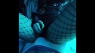 Dry humping, grinding and cumming in fishnets