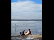 Preview 6 of Nude outdoors bj on the side of a cliff by the river