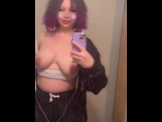 Preview 2 of Big Titty Goth Girl plays with her big boobies