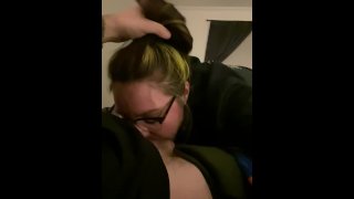 POV - She takes rough face fuck till I cum in her mouth