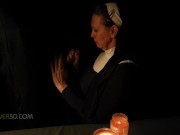 Preview 4 of A Sexy MILF Nun is Seduced by Her Priest While She Prays and Worships At The Alter Of His Cock.