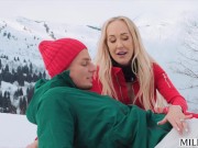 Preview 3 of MILFY Ski Instructor Brandi Teaches Young Stud New Tricks