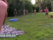 Preview 2 of COLLEGE RULES - Wild College Students Play An Outdoorsy Game Of Kickball Naked And Wet