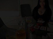 Preview 1 of POV Cute girl gives you blow job under the table after loosing poker