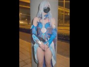 Preview 2 of Crossdresser // HSR Jingliu cosplay masturbate on the street