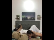 Preview 3 of hot girl puts strap on her teddy bear, sucks him and fucks her pussy