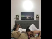 Preview 4 of hot girl puts strap on her teddy bear, sucks him and fucks her pussy