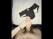 Preview 3 of fit handsome hairy guy shoots thick load of cum on cum covered and stained jockstrap