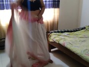 Preview 4 of زوجة الأب الساخنة اللعينة في الساري الهندي التقليدي أثناء ارتدائها للذهاب إلى الهواء الطلقBBW Hot