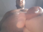Preview 4 of 4 clips where a Russian hairy bear jerks off and cums