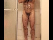 Preview 3 of Hairy muscle bear showers and flexing