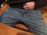Preview 1 of Long Edge in Jeans Drenching My Cock in Cum!
