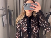 Preview 1 of see through try on haul sexy girl trying on haul transparent clothes