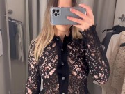 Preview 2 of see through try on haul sexy girl trying on haul transparent clothes