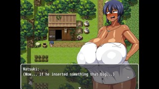 Tanned Girl Natsuki [ HENTAI Game ] Ep.12 he is masturbating his huge BBC outside !