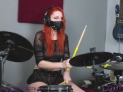 Preview 2 of Cute Rave Girl Plays Drums In Mesh Top (Twenty One Pilots - Message Man)