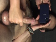 Preview 6 of Close up hanjob made by hands with long fingernails where you can see his face. Big cumshot on nails