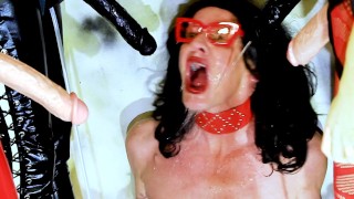 Crazy femboy get drowned in piss, crazy golden shower