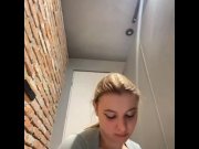 Preview 6 of Anal fuck in the toilet. Fingering pussy. A passerby saw me jerking off!