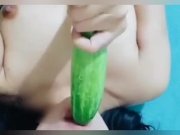 Preview 3 of Pipino pinasok sa puke. FULL VID. 🥒 Horny Pinay fcking a cucumber! 💦