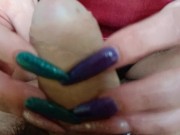 Preview 6 of Sharp, long and dangerous nails. Nail fetish on slave's worthless dick.