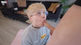 Adorable Sissy Twink Sucks their stepbrothers Huge Cock for free pornhub merch (massive cumshot)